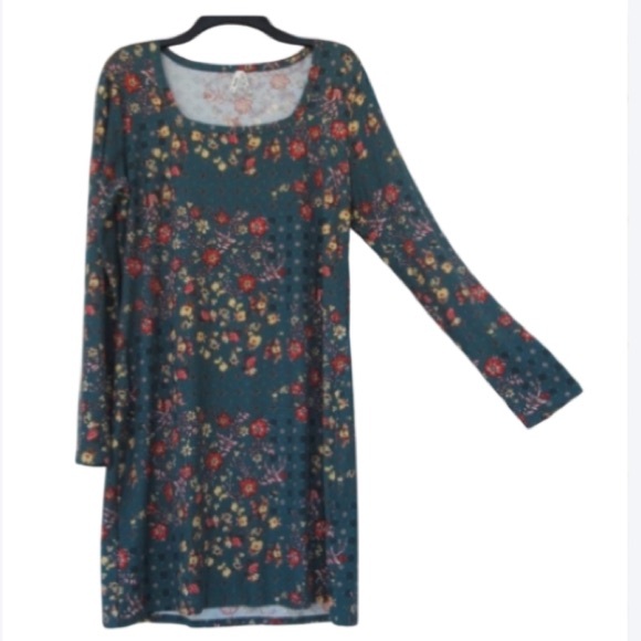 Mudd Dresses & Skirts - Mudd dress floral print sueded flare dress w stretch casual boho XL jrs